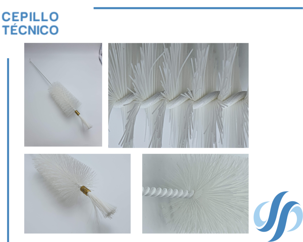 cepillo limpia tubos plastificado nylon blanco Limpieza de útiles de laboratorio.