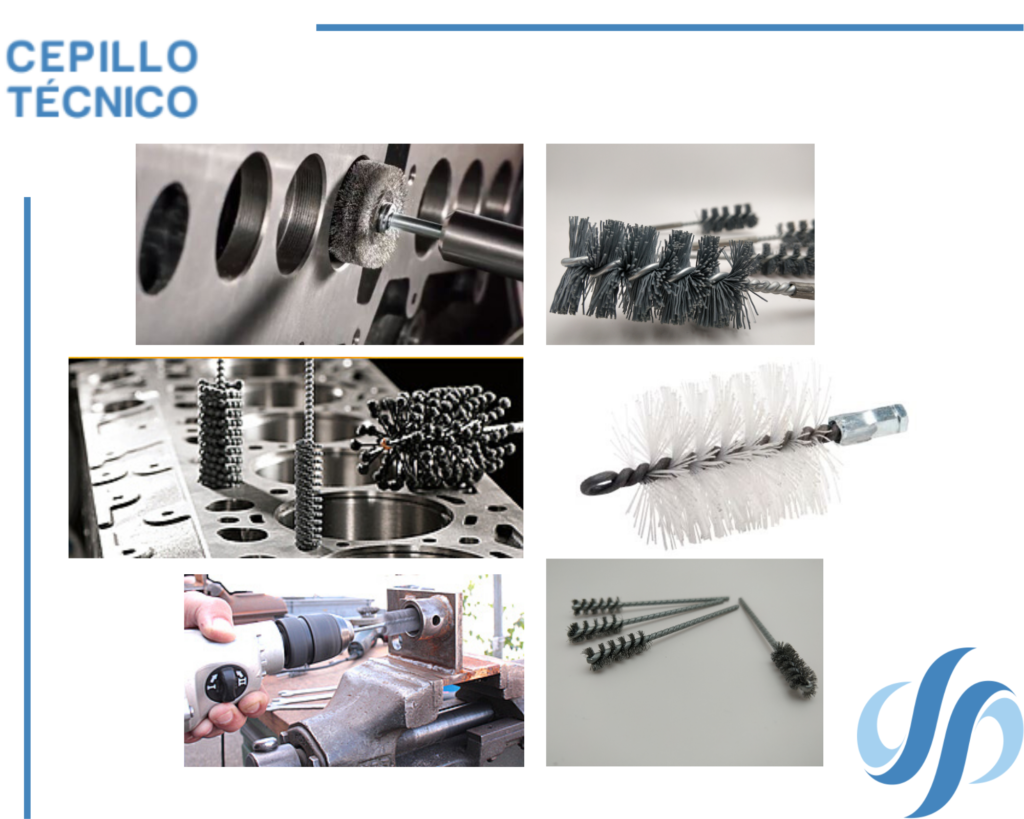 cepillos limpia interiores de tubos Limpiar orificios roscados, piezas caucho metal, Limpieza tubos en intercambiadores
